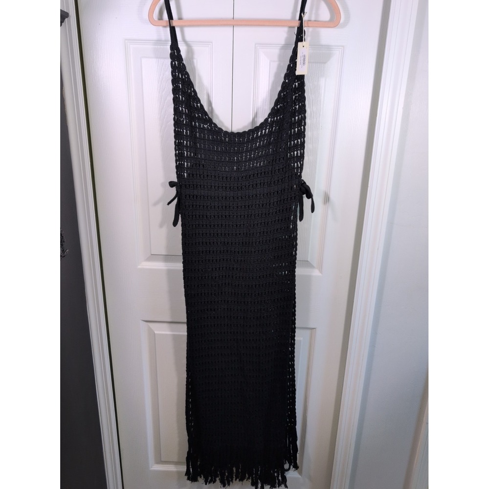 Flook The Label Emerson Crochet Swim Kiss The Sky Tunic Coverup Black M New